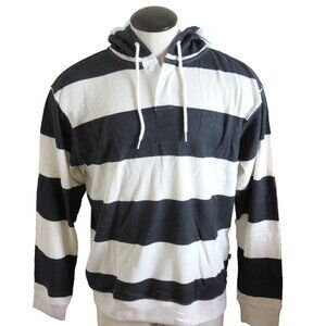 Levi's Men's Waffle Hooded Thermal Striped pullover Henley Shirt Blue White NWT